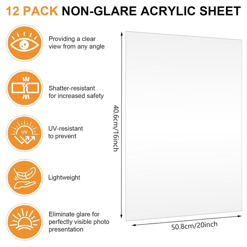 ForraFun 6 Pack Acrylic Replacement for 16 x 20 Inch Picture Plastic Glass Frame Transparent Clear Uv-Resistant Acrylic Cover Sheet for Craft, Picture Frames, Sign Blank, DIY Display Project - Image 2